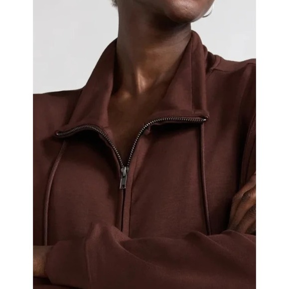 Scoop Womens ScubaKnit Funnel Neck Sweatshirt Size S Chicory Coffee Zip Pullover - Picture 7 of 7